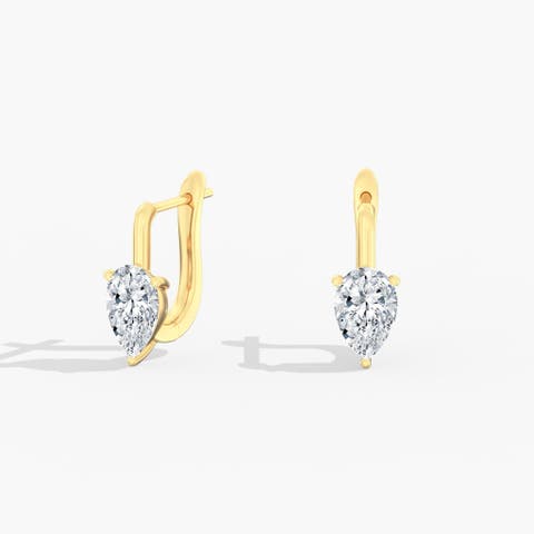 Reverse Pear Jumbo Lab Diamond Huggie in 14K Gold