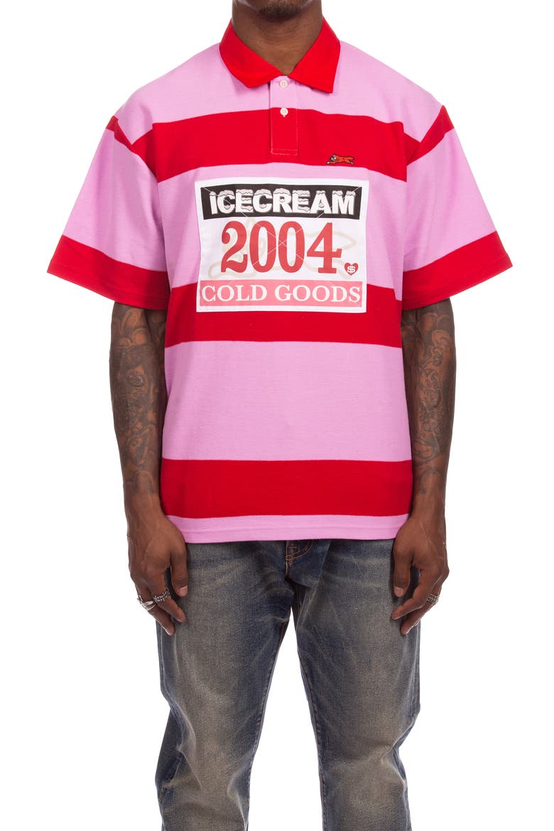 Strawberry Appliqué Polo, Main, color, ORCHID