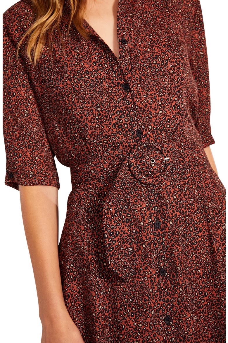 BB Dakota x Steve Madden Odessa Ditsy Animal Print Shirtdress, Alternate, color, TERRA COTTA DITSY FLORAL