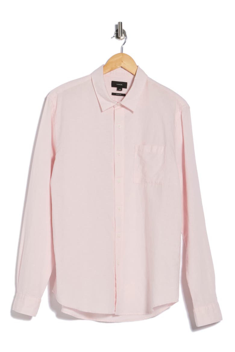 Classic Fit Linen Blend Button-Up Shirt, Alternate, color, PINK DESERT