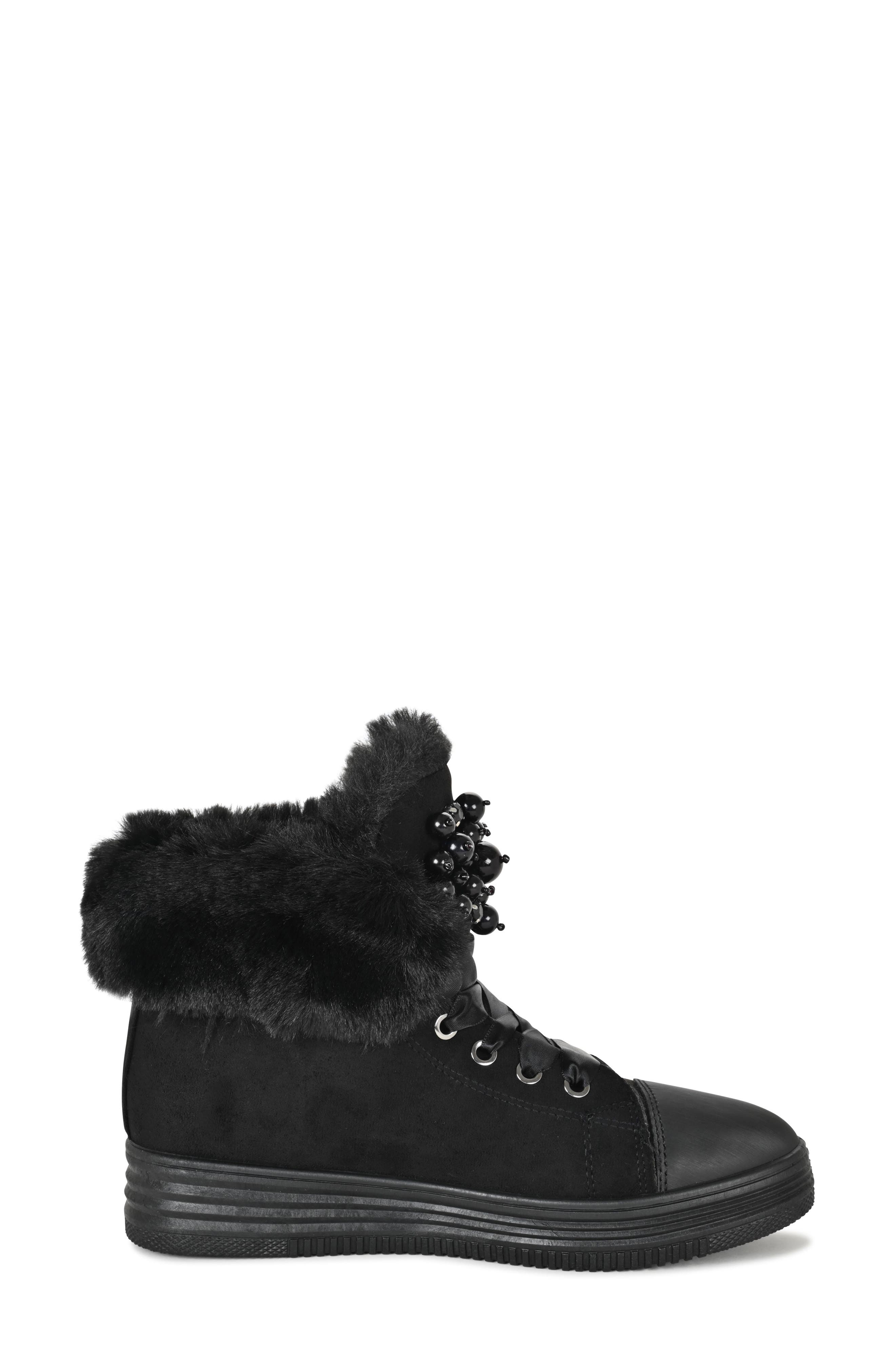 NINETY UNION Warm Faux Fur Lined Sneaker Boot, Alternate, color, Black