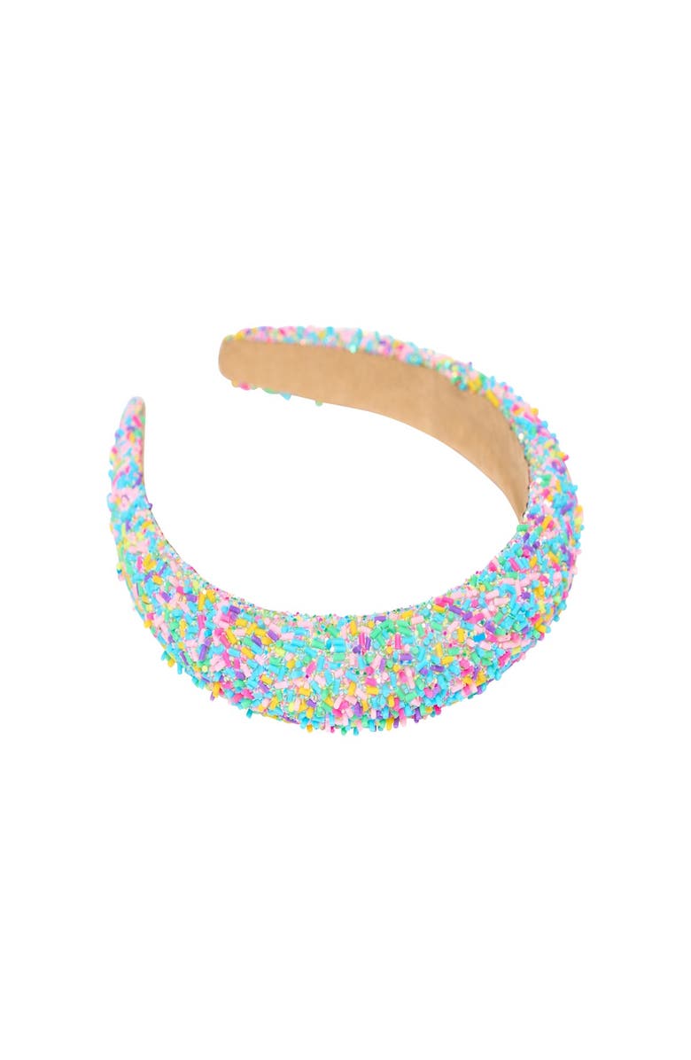 Malibu Sugar Confetti Puff Headband, Main, color, Confetti Blue