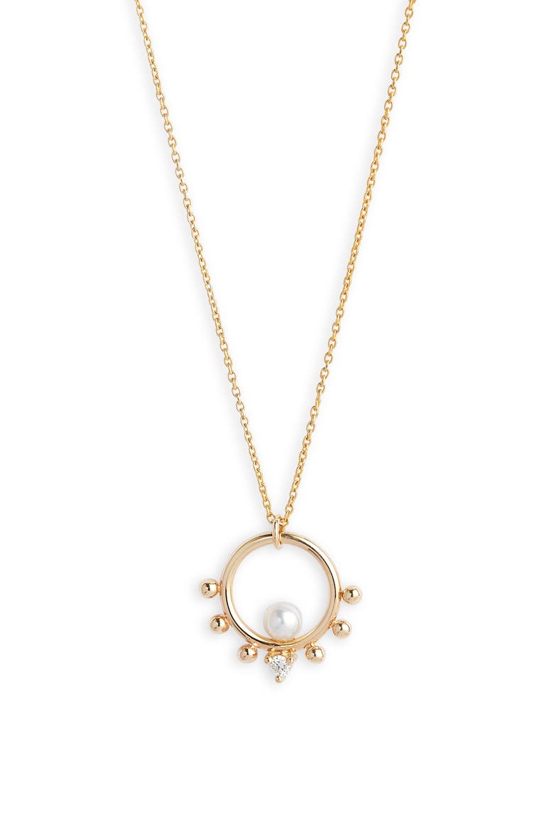 Cultured Pearl Bubble Pendant Necklace, Main, color, GOLD