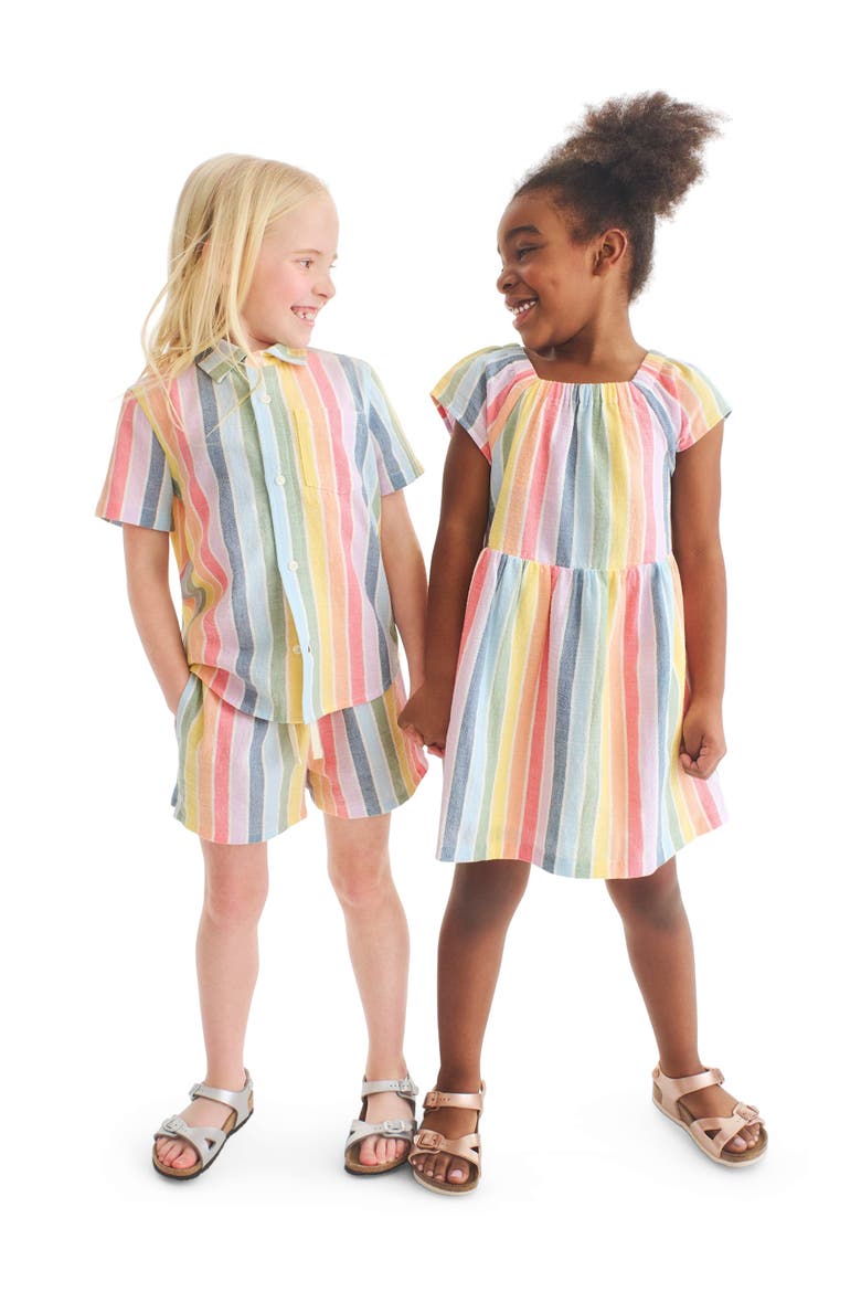 Kids Picnic Dress, Alternate, color, Rainbow Sunrise Stripe