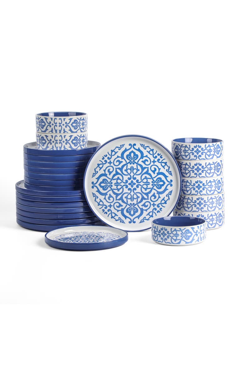 Tropea Stoneware 24-Piece Dinnerware Set, Main, color, Blue