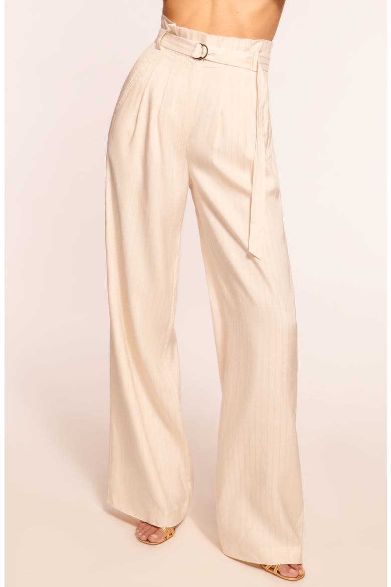 Natasha Belted Paperbag Waist Wide Leg Pants, Alternate, color, LIGHT SANDSTONE LUREX STRIPE