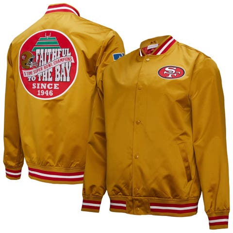 Men's Mitchell & Ness Gold San Francisco 49ers Double Down Satin Full-Snap Jacket