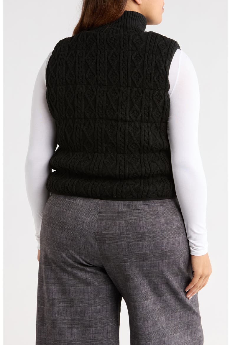Prudence Reversible Puffer Sweater Vest, Alternate, color, BLACK