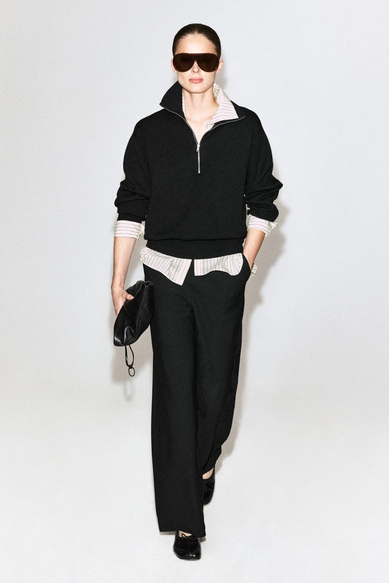 Crepe-Jersey Wide-Leg Pants, Main, color, BLACK