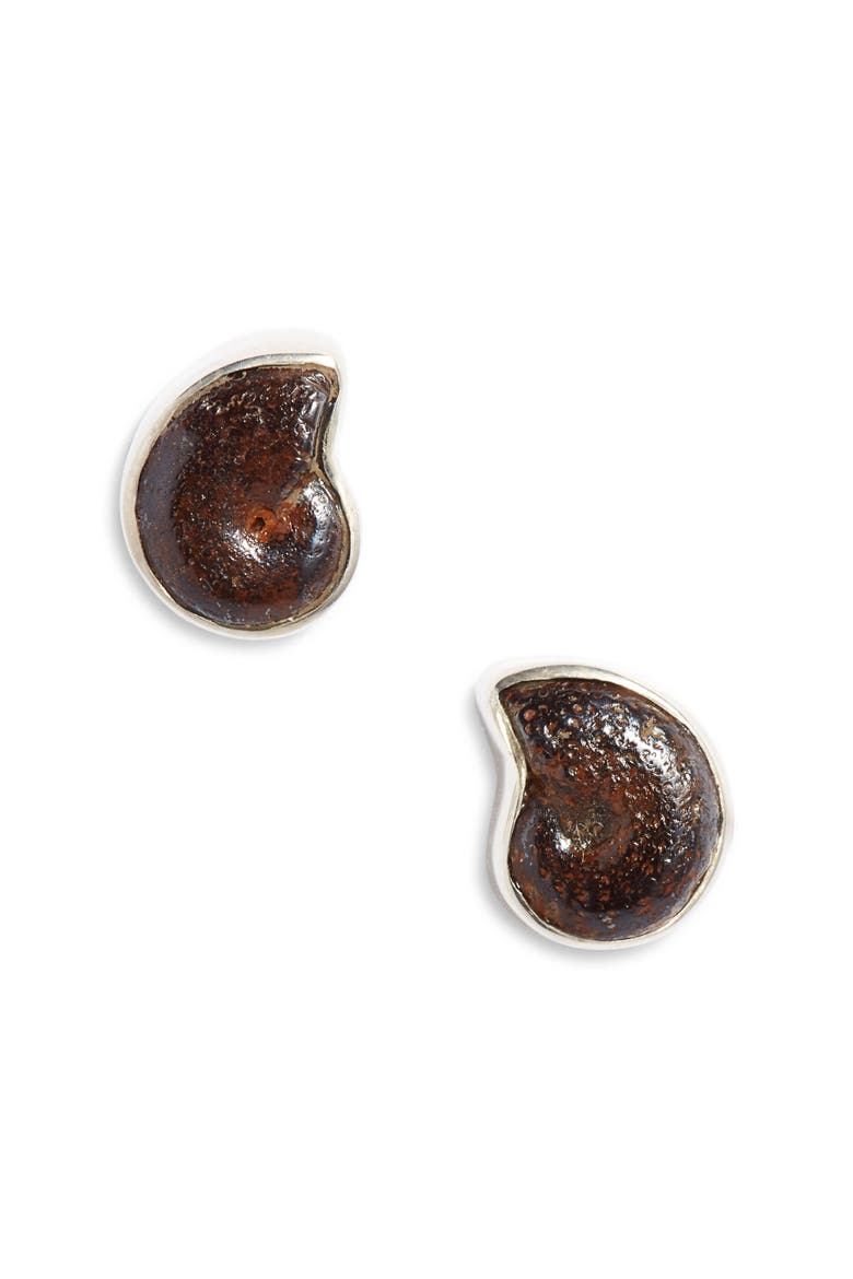 Eternal Ammonite Stud Earrings, Main, color, SILVER