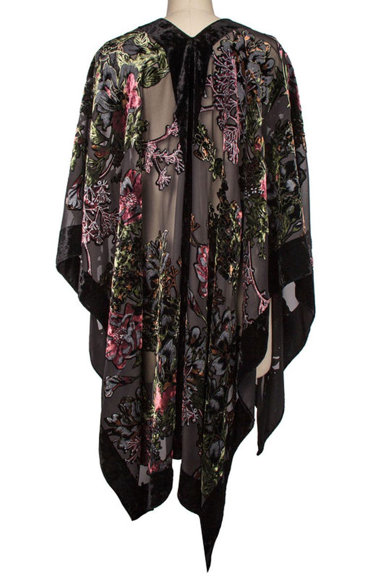 Ione Velvet Burnout Ruana, Alternate, color, BLACK