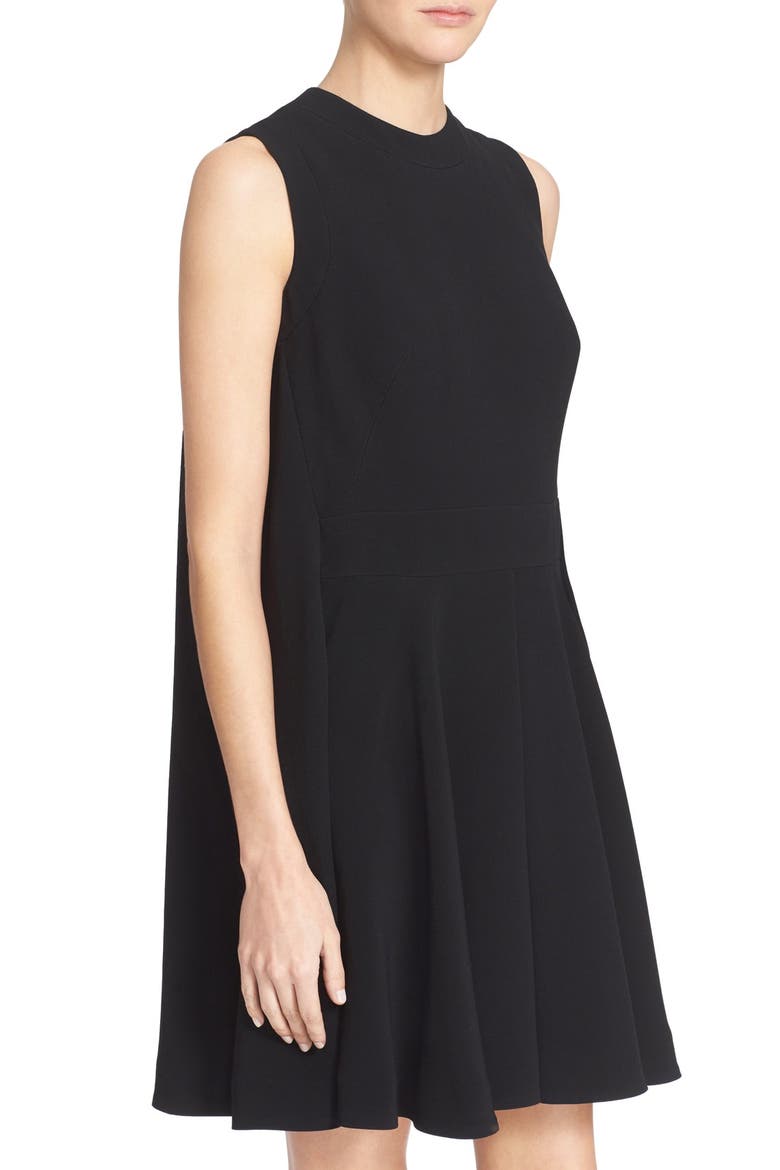 Alexander McQueen Flare Back Cady Dress, Alternate, color, BLACK