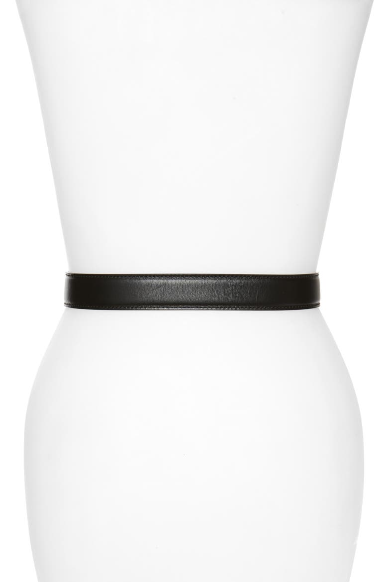 Medusa Calfskin Leather Belt, Alternate, color, BLACK- LIGHT GOLD