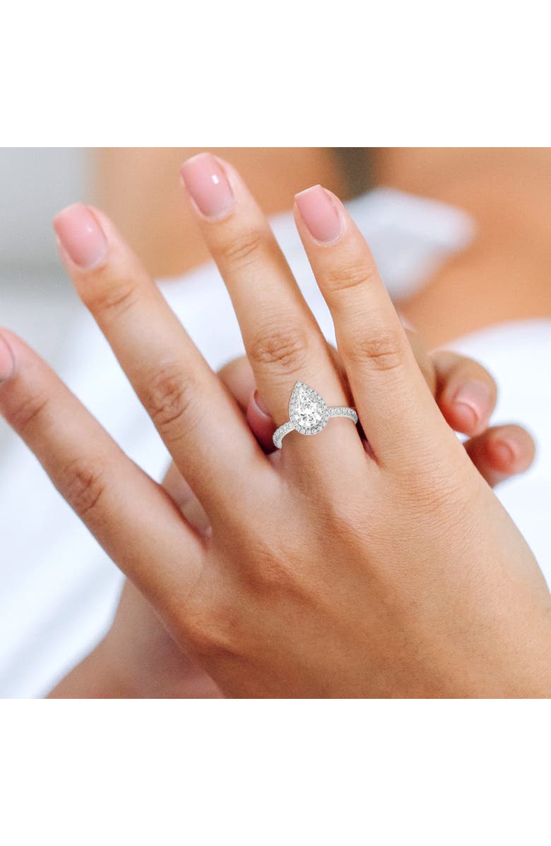 LuvMyJewelry Noor 14K White Gold Pear Lab Grown Diamond Halo Engagement Ring - 2 Ct, Alternate, color, 14K White Gold