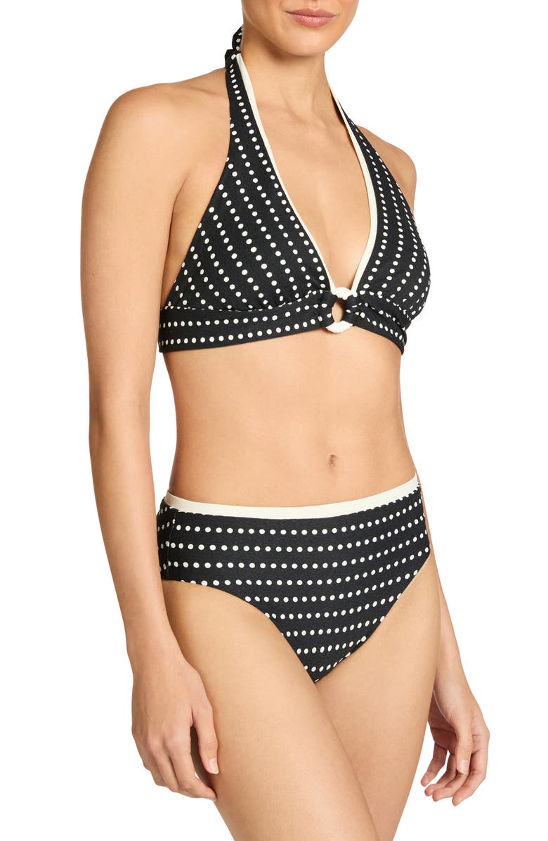 Robin Piccone Millie High Waist Bikini Bottoms, Alternate, color, Black/ Ecru
