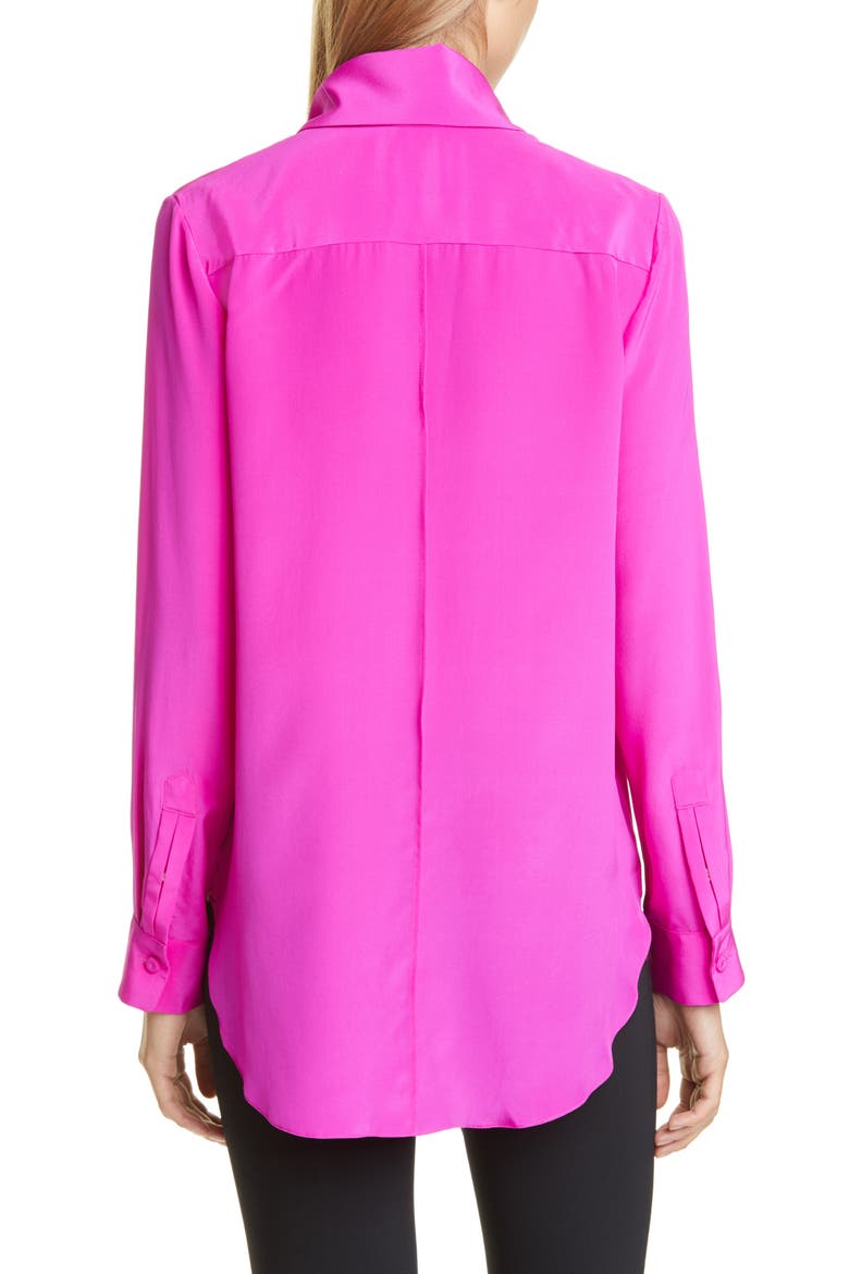 Silk Crêpe de Chine Blouse, Alternate, color, HOT PINK