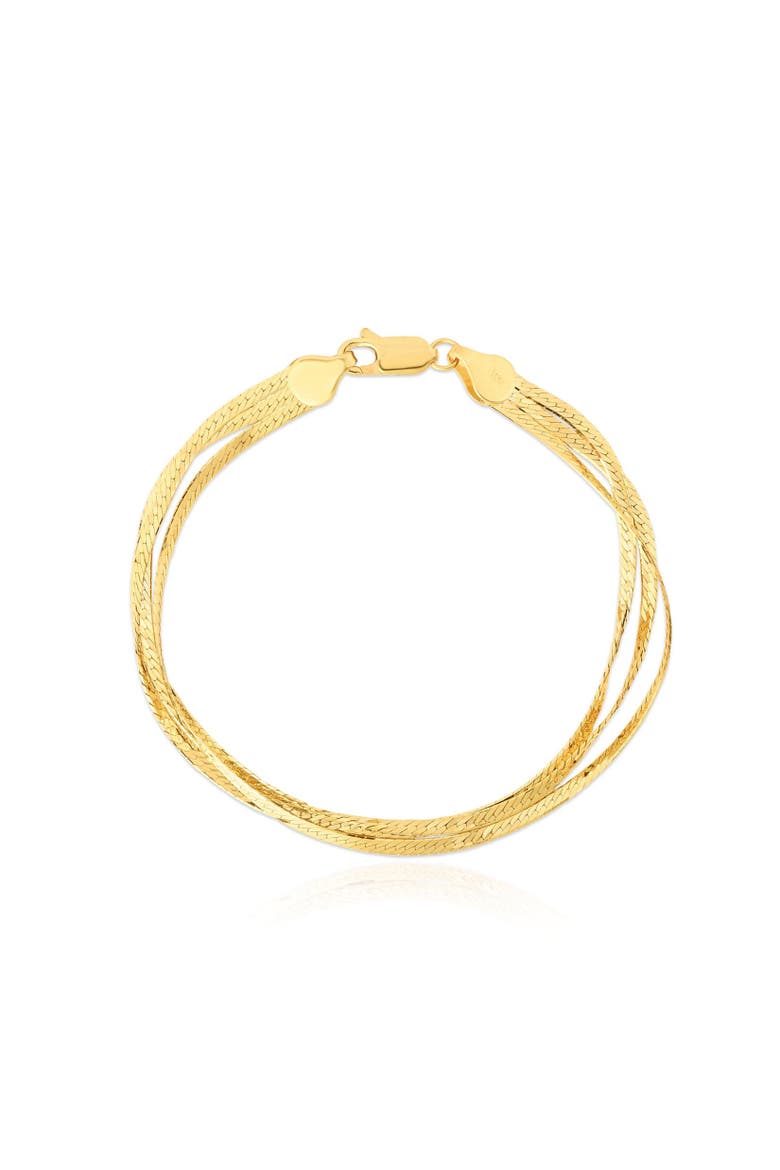 Triple Strand Herringbone Bracelet, Main, color, Yellow Gold