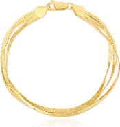 The Lovery Fine Jewelry Triple Strand Herringbone Bracelet