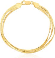 The Lovery Fine Jewelry Triple Strand Herringbone Bracelet