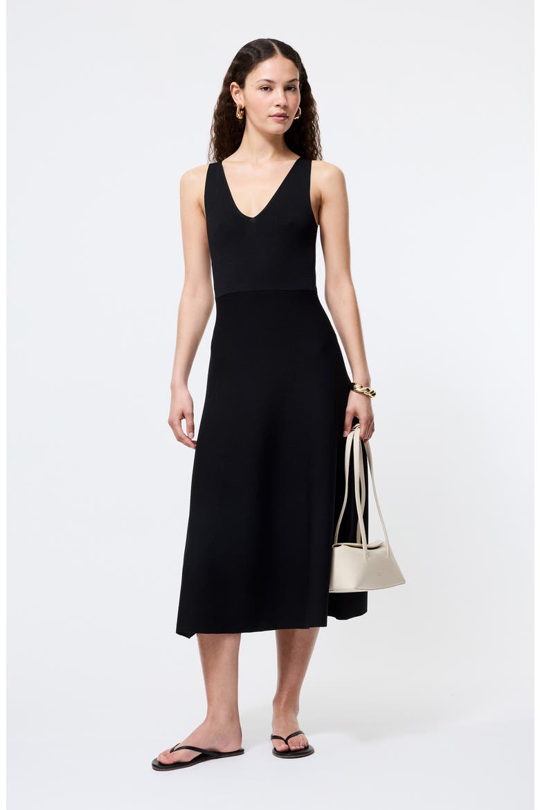 Knit Fit & Flare Midi Dress, Alternate, color, 01-BLACK