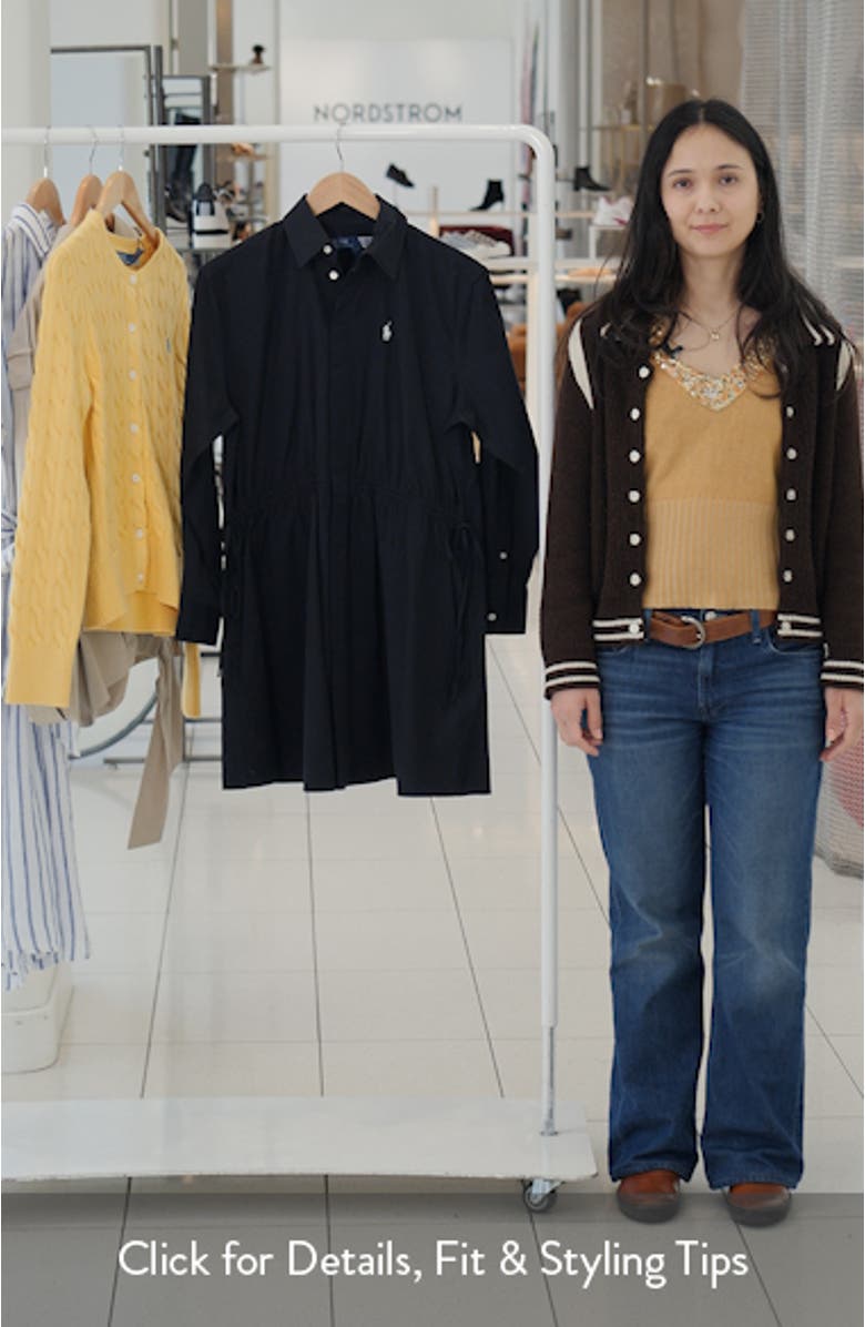 Drawstring Waist Cotton Shirtdress, sales video thumbnail