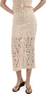 MANGO Chunky Stitch Cotton Blend Skirt