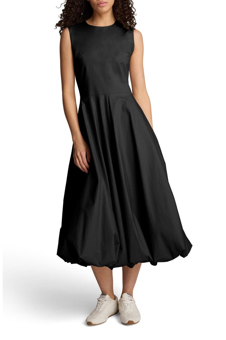 Sleeveless Bubble Hem Midi Dress, Main, color, BLACK