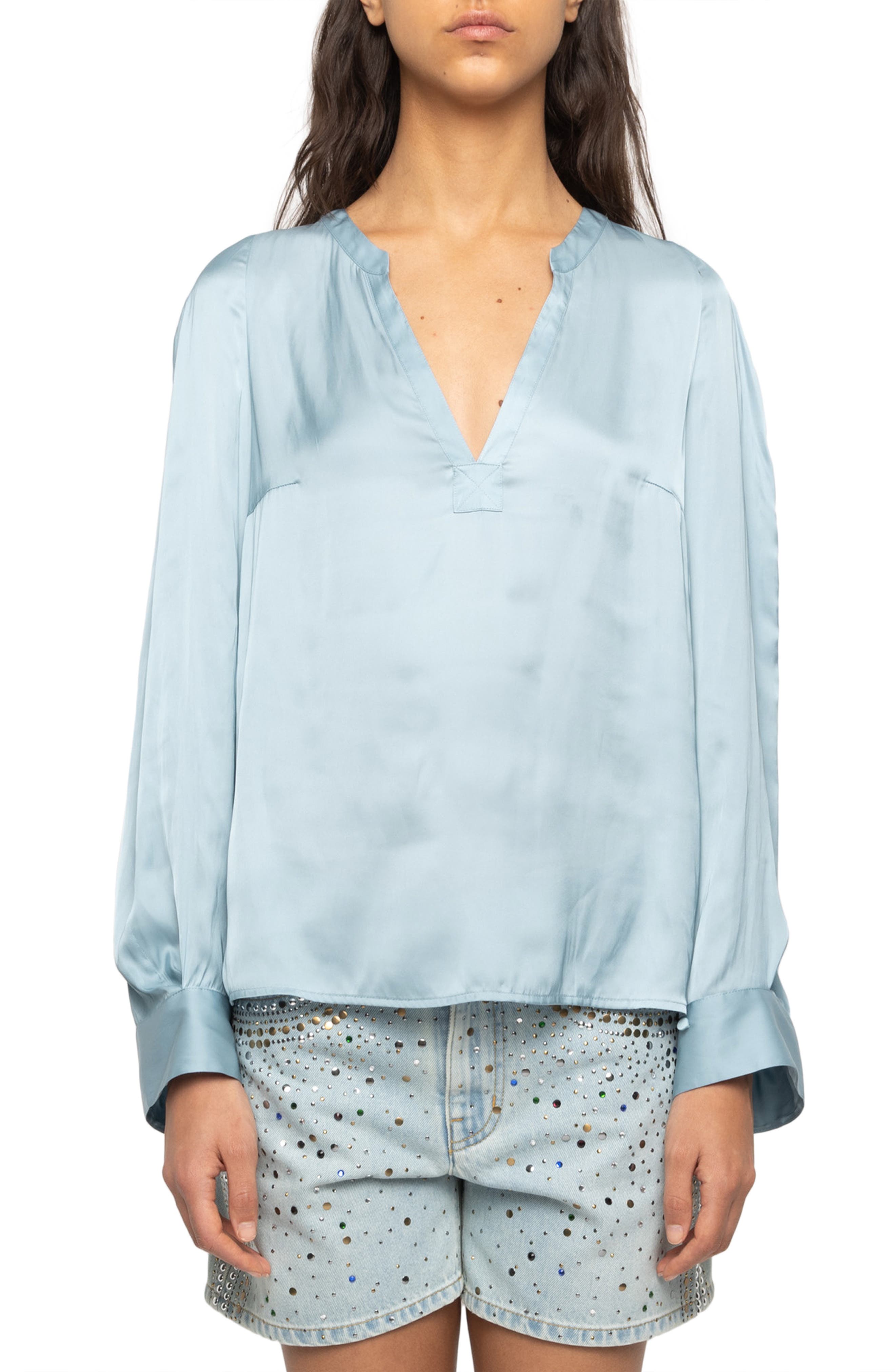 Torny Satin Split Neck Top - image 3