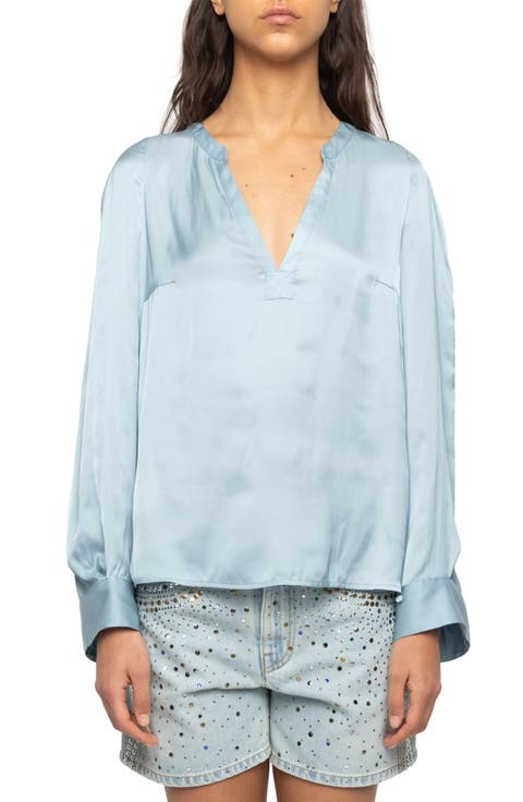 Torny Satin Split Neck Top