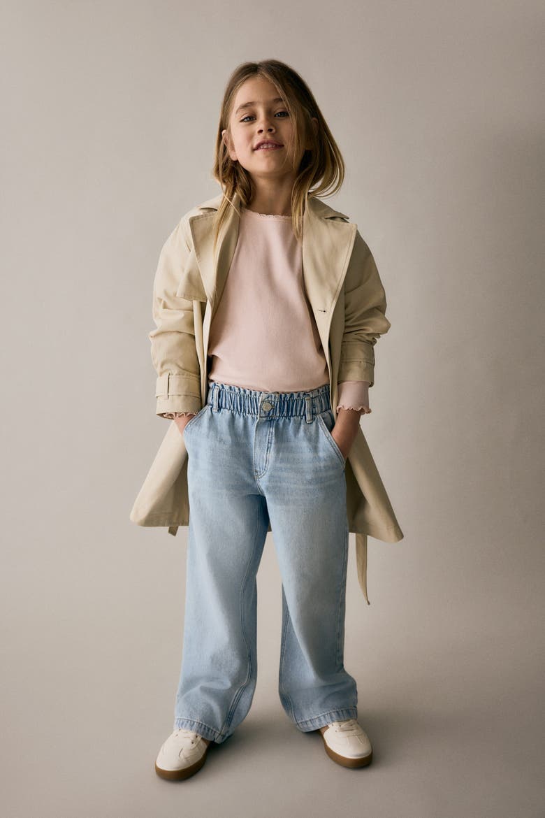 Wide Leg Paper Bag Jeans, Alternate, color, Light denim blue