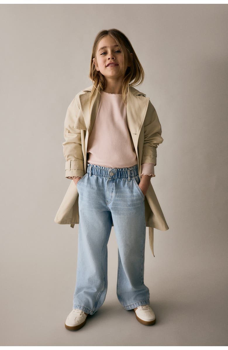 H&M Wide Leg Paper Bag Jeans, Alternate, color, Light Denim Blue