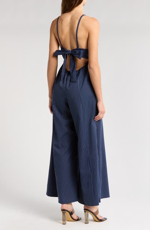 Free People Ava Stripe Jumpsuit In Navy