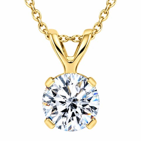 1/5Ct Lab Grown Solitaire Diamond Pendant 14k Gold Necklace