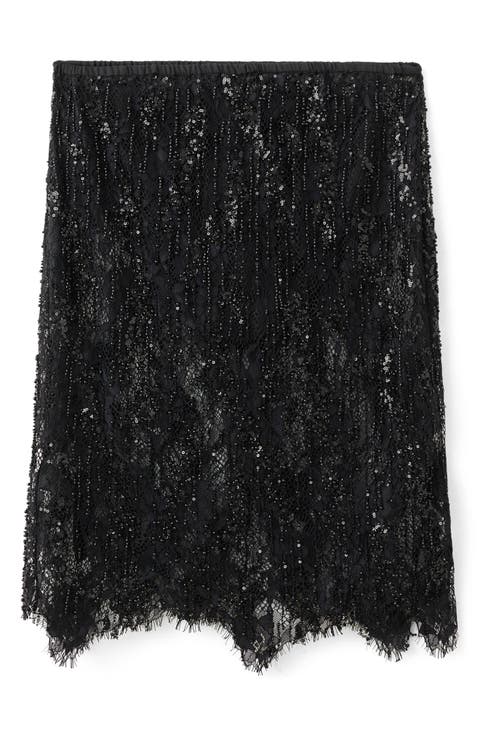 x Kaia Gerber Beaded Lace Skirt