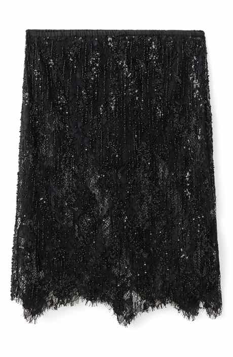 MANGO x Kaia Gerber Beaded Lace Skirt