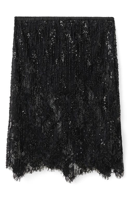 Mango X Kaia Gerber Beaded Lace Skirt In Black