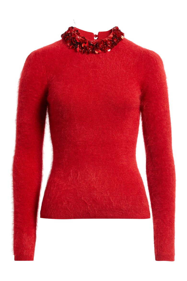 The Ling Jeweled Cashmere Sweater, Alternate, color, RED LOVE