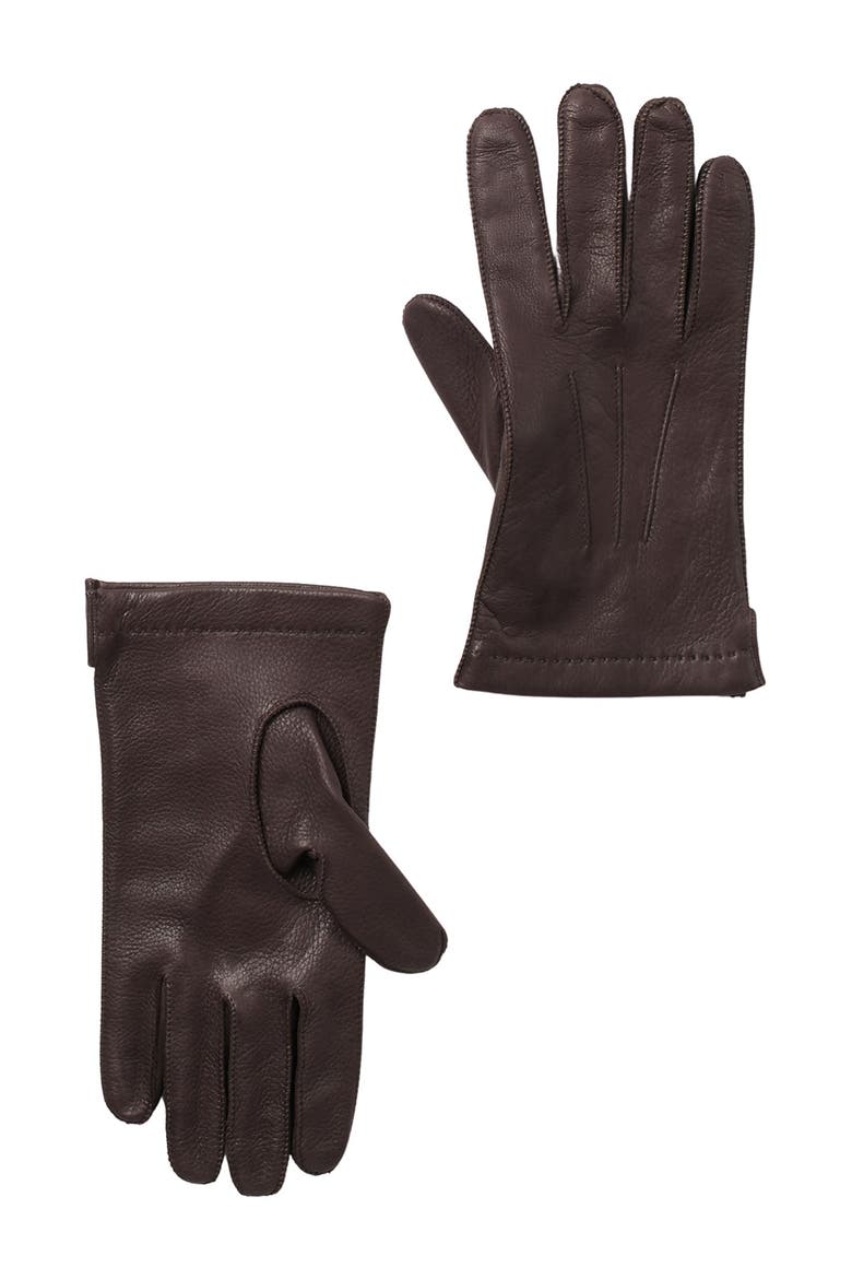 Deerskin Leather Gloves, Main, color, BROWN
