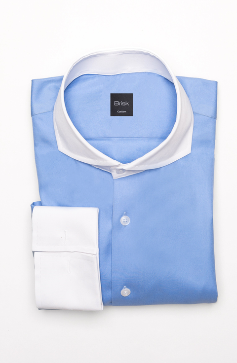 Pima Cotton Twill Extreme Cutaway Collar French Cuff Dress Shirt