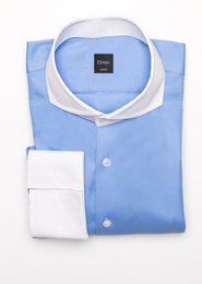 BRISK Pima Cotton Twill Extreme Cutaway Collar French Cuff Dress Shirt