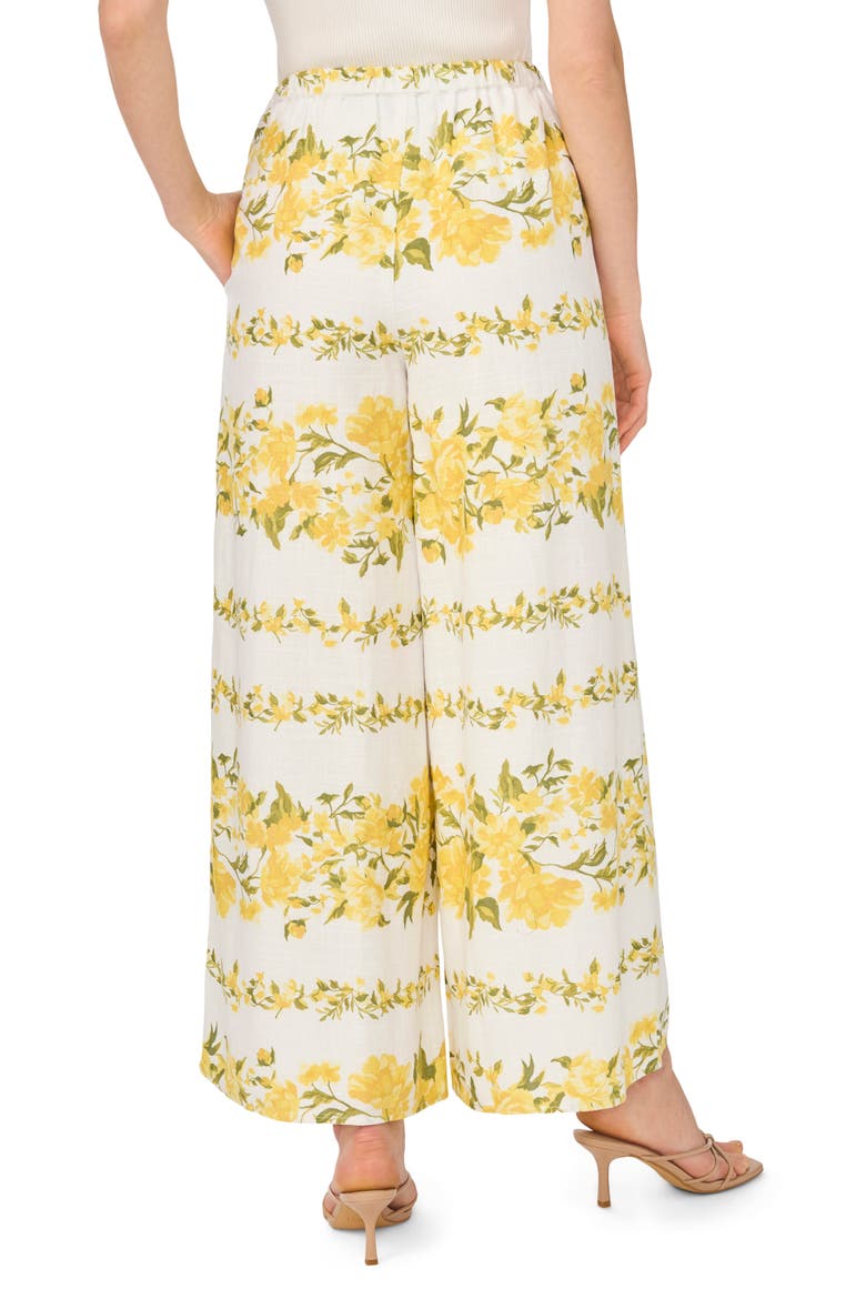 Floral Wide Leg Pants, Alternate, color, ULTRA WHITE