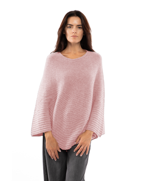 Pure Cashmere Ribbed Knit Poncho