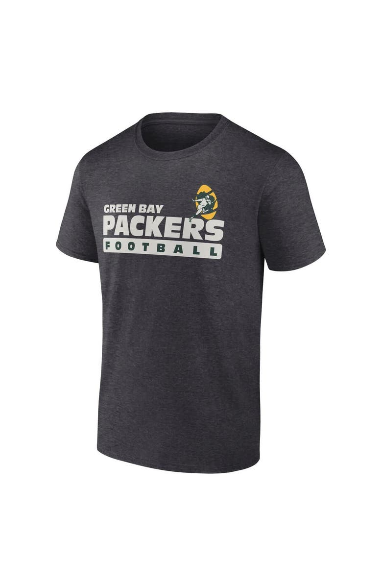 FANATICS Men's Fanatics Heather Charcoal Green Bay Packers Going Old School T-Shirt, Alternate, color, 
