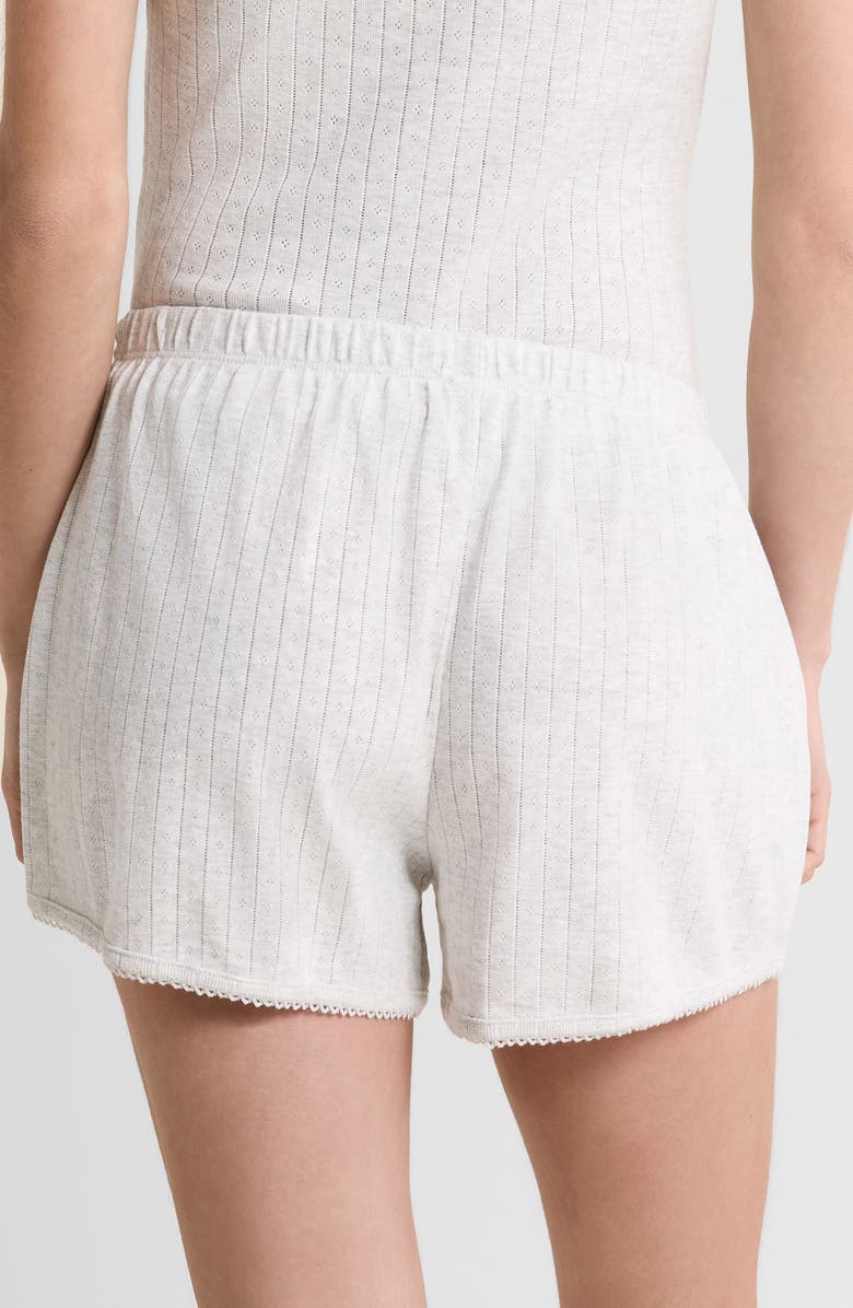 Etam Katell Pointelle Cotton Pajama Shorts, Alternate, color, Grey