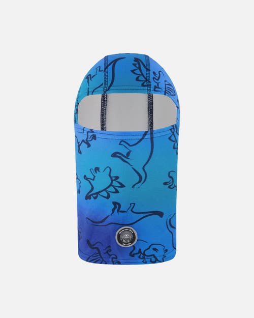 Deux Par Deux Brushed Jersey Balaclava Dinosaur In Blue