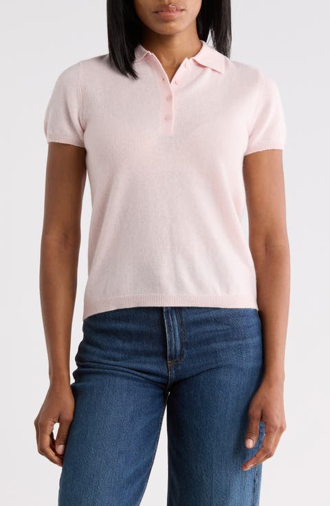 Short Sleeve Cashmere Polo Sweater