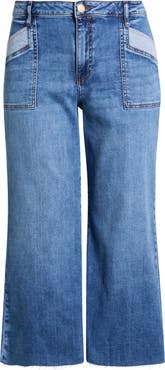 KUT from the Kloth Meg High Waist Raw Hem Wide Leg Jeans