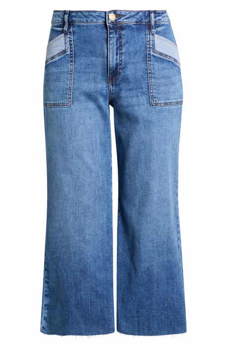 Meg High Waist Raw Hem Wide Leg Jeans
