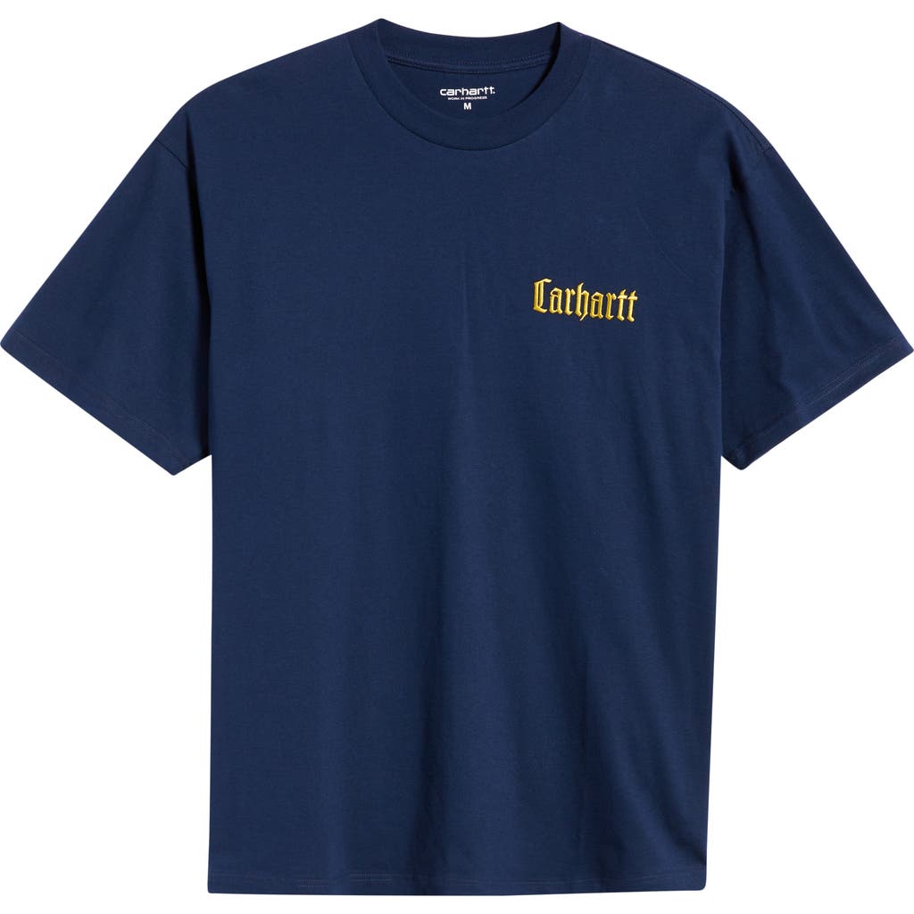 Carhartt Work In Progress Schooling Cotton Graphic T-shirt In Blue