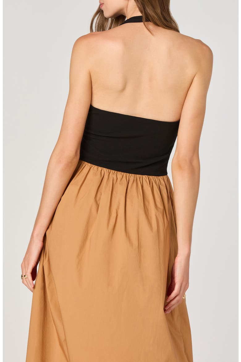 Mixed Media Halter Dress, Alternate, color, BLACK CONTRAST